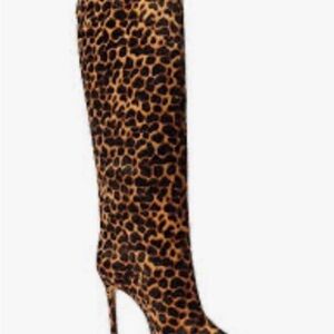 Leopard Print Knee-High Stiletto Boots - Women